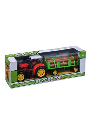 OEM Tractor with trailer and logs toy, My FarmVillage, multicolor, 36x10x13 cm