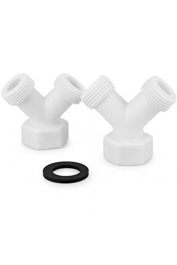 DESIPHON 2 Pieces Y Fork Connecting Apparatus + Gasket |   3/4 Inch Inlet Laundry and Dishwasher Adapter