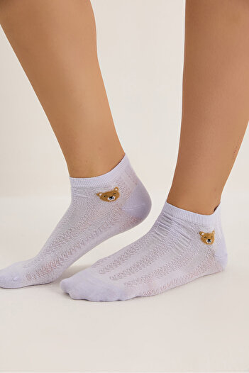 Bianco Lucci Women's Summer Cotton Teddy Bear Patterned Set of 6 Booties Socks 60811002