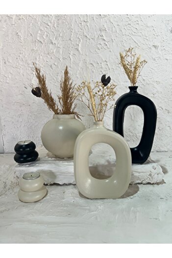 Zigzag Home Decorative 5 Piece Vase and Candle Holder Set Bohemian Style Vase, Globe Vase, Set with Tealight Candle Holder, Trinket