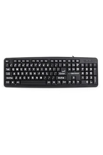 Bibilel Tastatură standard cu litere mari și simboluri, interfață USB, 1,45 m, neagră, TCL-BBL4527