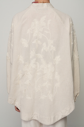 Orfeo Negro Women's Natur Kimono with Embroidered Back