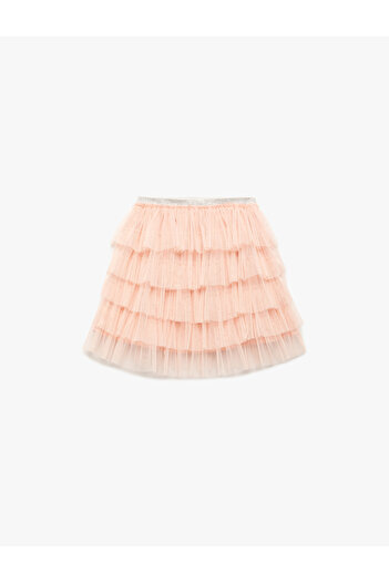 Koton Layered Pleated Tulle Skirt with Elastic Waist