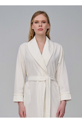 Nuşa Elegant Striped Niki Velvet Bamboo Cotton Dressing Gown