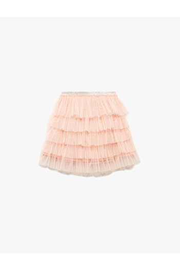 Koton Layered Pleated Tulle Skirt with Elastic Waist