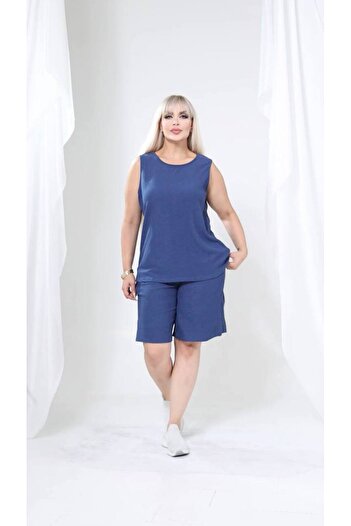 garajmood Black Wrinkled Fabric Plus Size Shorts Suit