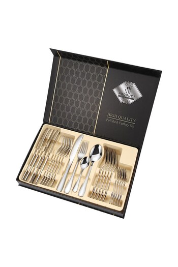 E EFRALL Set 24 stainless steel cutlery, 6 x knives, 6 x spoons, 6 x forks, 6 x teaspoons, 40 x 25.5 x 5.5 cm