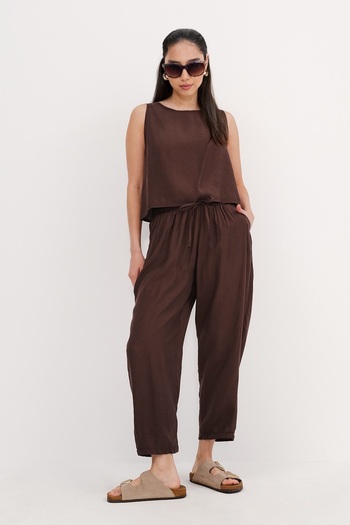 BLUE DAY'S Women's Thick Strap Blouse Beki Elastic Pants Modal Set