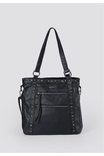 MODA55 Çetya black leather shoulder bag