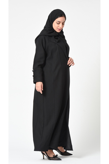 outline Black blazer abaya with a formal collar