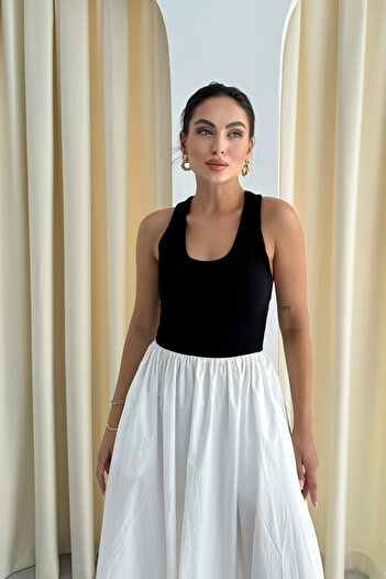 Seda Yalçın Atelier Λευκό φόρεμα με λαιμόκοψη Halter Top Lycra Poplin
