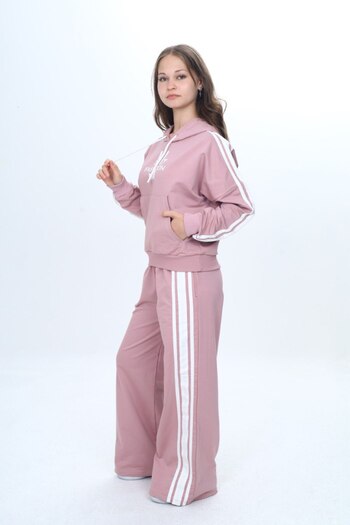 Joui Co Oversize 2 Thread Girls Sports Bottom & Top Tracksuit Set – 100% Cotton-308