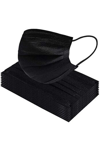 Be Care 50pcs 3-Ply Disposable Face Mask Breathable Black Masks