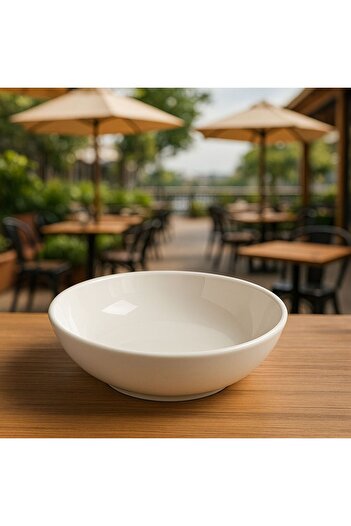 RGS HOMELİFE Elegant White Porcelain Salad Bowl – 23.5 X 6.5 cm |   For Minimalist and Stylish Presentations