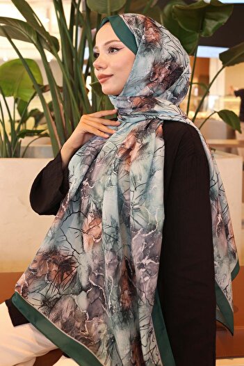 benguen Patterned Shawl Emerald Green İpk114