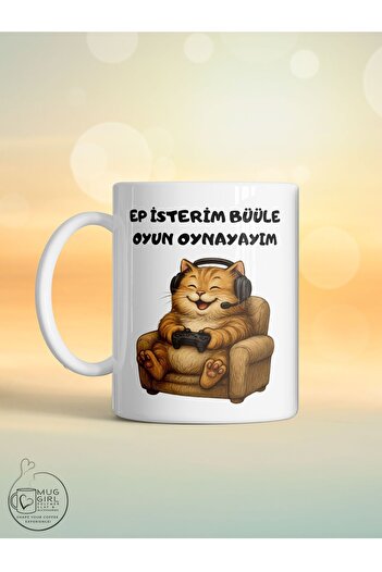 kuphane Lazy Cat Series Mug – Ep I Want to Be Awesome Humorous Designed Printed Porcelain Mug