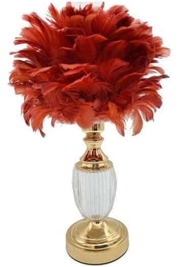 SUKILO Modern Feather LED Bedside Lamp – Shade Dimmable Night Table Lamp