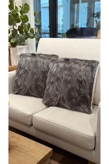 KIZILELMADA Home Detailed Textured Gray Tones 2-Piece Plush Throw Pillow Cover Set