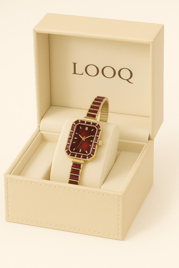 LOOQ New Zircon Stone Stylish Design Women's Wristwatch