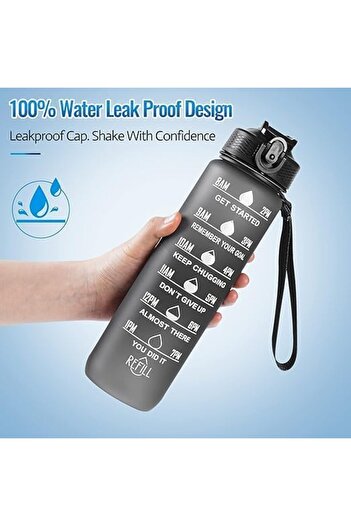 SUKILO 1L Motivational Water Bottle with Time Marker – BPA-Free Leakproof Sports Water Jug for Kid