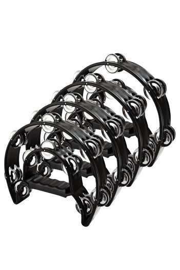 MegArya Pack of 4 Tambourine Half Moon - Hand Tambourine Tambourine for Aldult Beginners Student (Black)