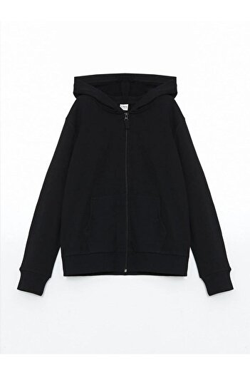 LC Waikiki Lcw Kids Hooded Basic Long Sleeve Girl's Zippered Sweatshirt (W5)