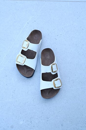Munshoes Papuci de damă Carmen cu cataramă cu bandă dublă