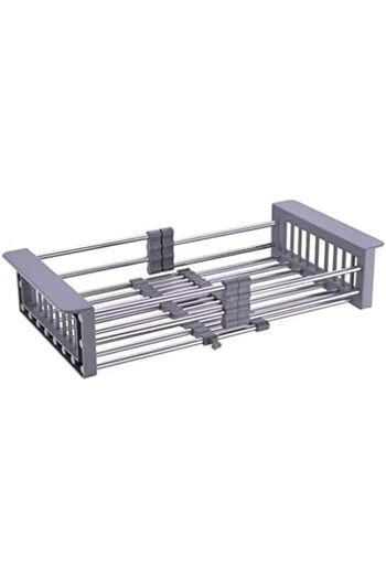 SUKILO Stainless Steel Vegetables Draining Rack, Telescopic Adjustable Drying Dish Rack for Kitchen