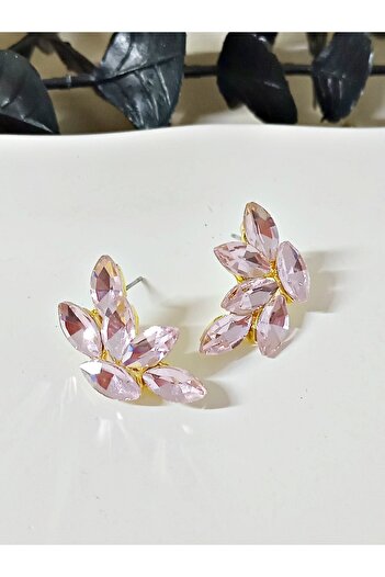 mos&more Pink Stone Leaf Stylish Women's Earrings