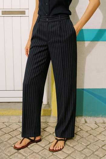 HAKKE Striped Vest Jacquard Crepe Suit