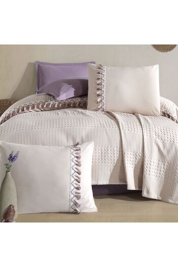 ŞENER HOME Clasy Double Jacquard Pique Set Bohemline V8 Stone Color