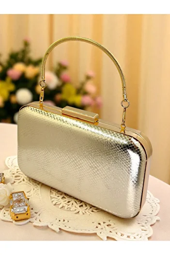 Wedding Fashion Gold Gold Dore Color Snake Pattern Shiny Leather Women's Evening Dress Bag Wedding Engagement Graduation