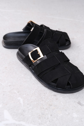 Munshoes Joy Suede Belt Buckle Women's Slippers