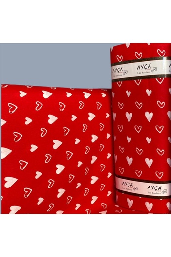 ÇIQRIK HOME 100% Cotton Heart Pattern Poplin Fabric Width: 240 cm Duvet Cover, Bed Sheet, Pillow Case, Dress and Bag