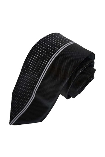 Exve Exclusive Black Polka Dot Half Plain Special Cut Italian Tie