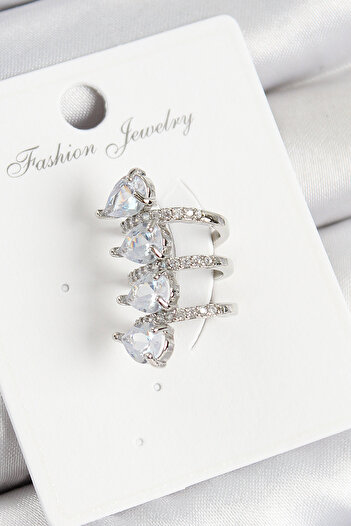 Tunastore Brass Zircon Stone Drop Model Silver Color Right Cartilage Earring