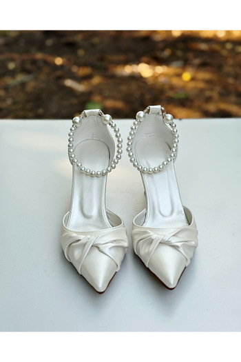 Modavien Women's 7 cm High Wedding Shoes with Pearls