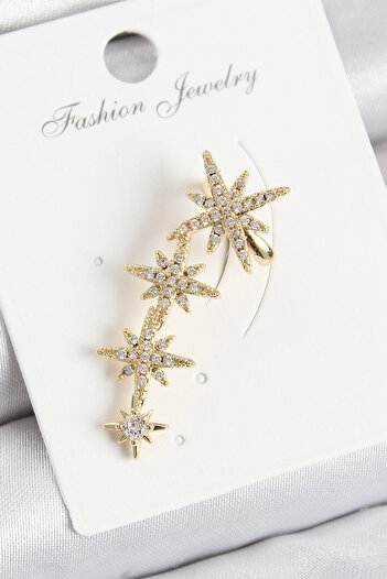 Tunastore Brass Pole Star Model Gold Color Right Cartilage Earring