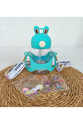 senacacollection School Water Bottle with Rabbit Ears 700 ml with Sticker Gift 1 Pcs