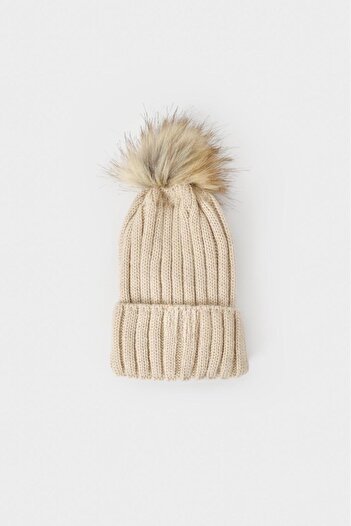 MODA Pi̇nkjoy Ki̇ds Beige Children's Scarf Beanie
