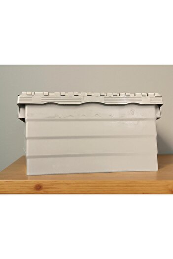 woodhub Gri Konik Menteşeli Kapaklı Plastik Kasa 400x600x250