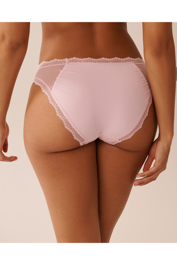 La Vie en Rose Mesh and Lace Trim Bikini Panty