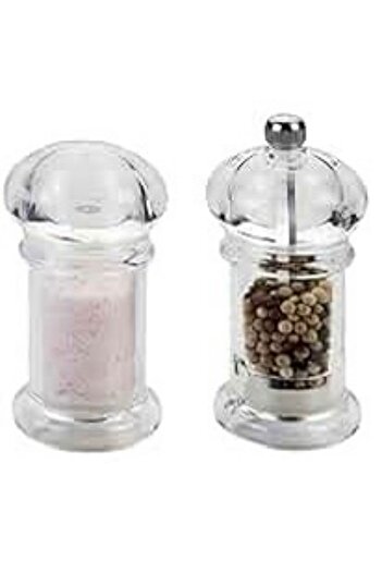 Generic Transparent black pepper grinder and salt shaker set