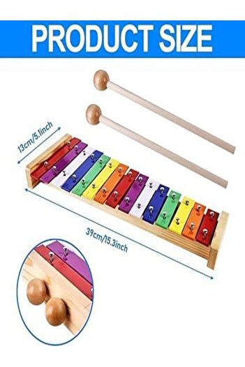 MegArya 8-Tone Wooden Colorful Xylophone – Musical Instrument for Kids with 2 Mallets