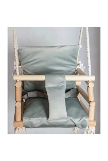 KRUZZEL Dětská houpačka, 3 v 1, dřevěná, šedá, max. 30 kg, 34 x 34 x 26 cm