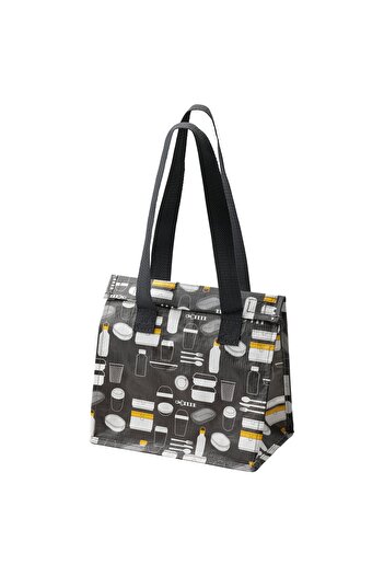 IKEA FLADDRIG Lunch Bag, Grey Pattern, 25 x 16 x 27 cm