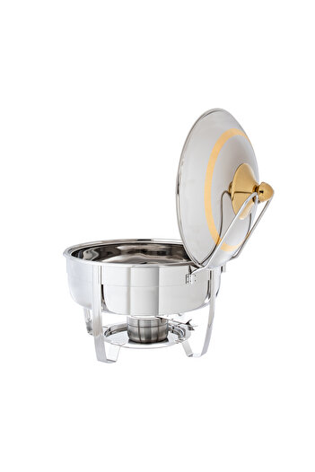 Dania High-quality stainless steel food warmer, made in India, with a golden decor, capacity 8 liters
