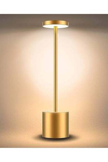 Generic Table Lamp 3 Modes Stepless Dimmable LED Touch Cordless Metal Nightstand Lamp for Bedside Living Roo