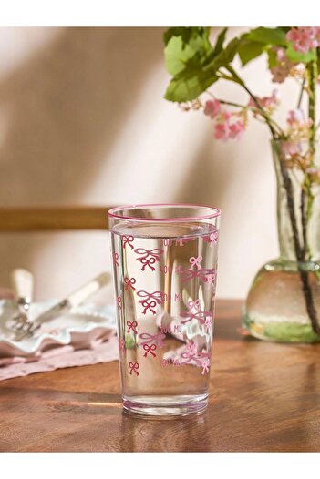 LC Waikiki Bow Printed Glass Cup 500 ml (W5)