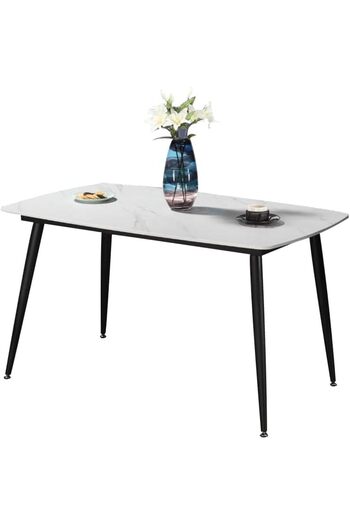 SKY TOUCH SKY-TOUCH Modern Rock Board Dining Table 140×80×75cm, Wooden Board Stably Connect to Desktop, Blac